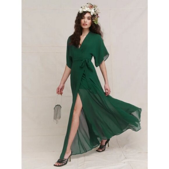 💕REFORMATION💕 Winslow Dress ~ Emerald Green XS NWT - Picture 7 of 16